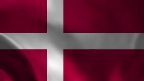 Realistic Waving Denmark Flag Seamless Loop Animation