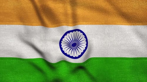 Wavy Flag of India Blowing in the Wind in Slow Motion Waving Colorful Symbol Indian Flag Abstract