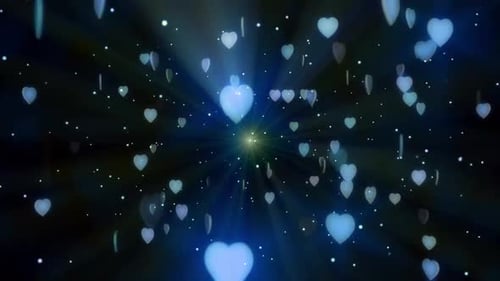 Shimmering Blue Hearts Floating Romance Background Animation