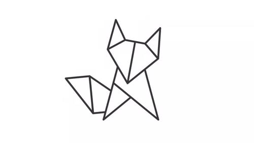 Animiertes Origami-Hundesymbol