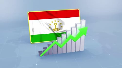 National Flag and Upward Trend Bar Chart Animation