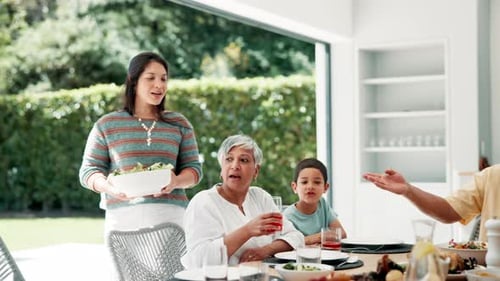 Family Gathered for Meal at Home