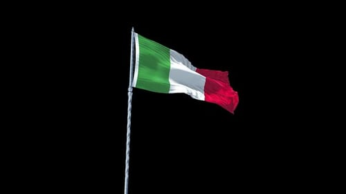 Realistic Waving Italian Flag on a Pole