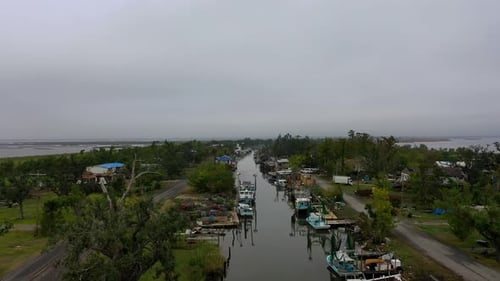 Aerial view of Pointe Aux Chêne post hurricane Ida