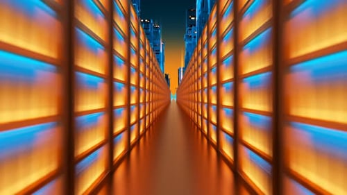 La ville technologique du futur. Vol aérien de Virtual Metropolis dans l'espace cybernétique