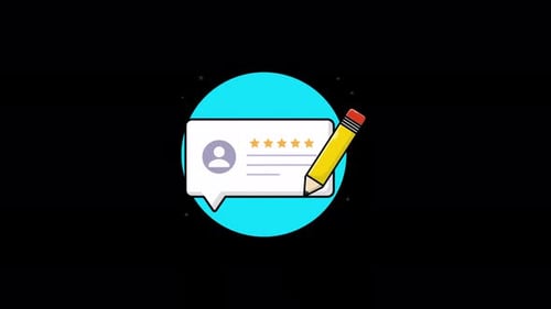 Animated Customer Review Feedback Flat Design Icon