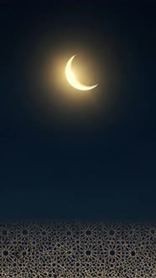 Eid Background - Crescent Moon With Geometric Pattern 2D Animation | Manestream Den