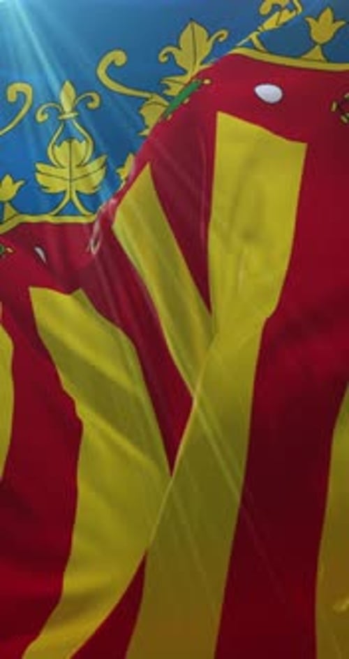 Valencian Community Flag Waving in Sunlight
