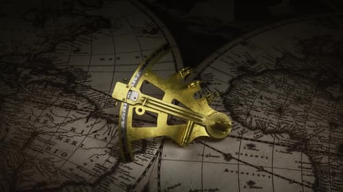An Antique Nautical Sextant On An Old World Map 2