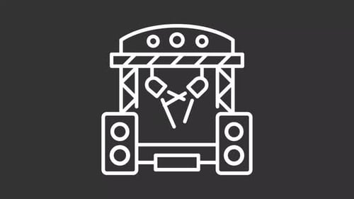 Animated Stage Icon with Lights and Speakers