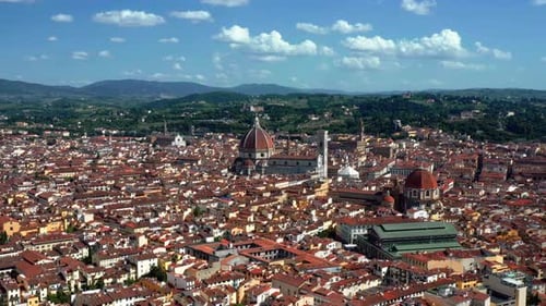 Dense Cityscape Of Florence, Italy, Europe - Italian Architecture - aerial panoramic