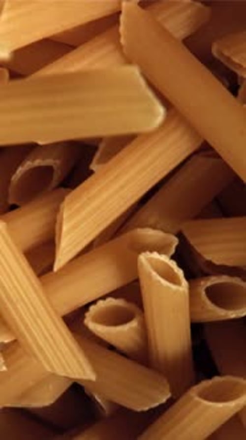 The Penne Pasta Flies Up and Falls Down Filmed on a Highspeed Camera at 1000 Fps