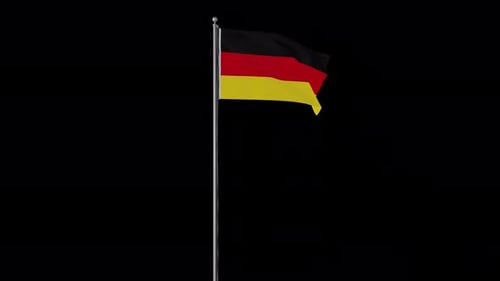 Realistic German National Flag Waving on a Pole