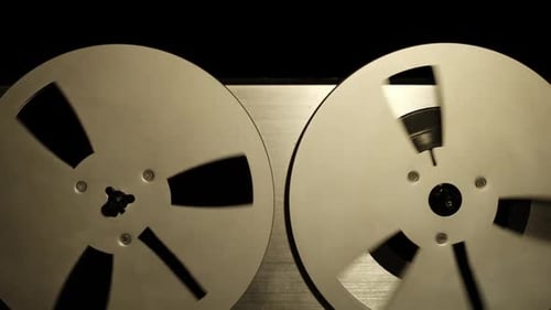 Vintage Reel-to-Reel Tape Recorder Reels Spinning