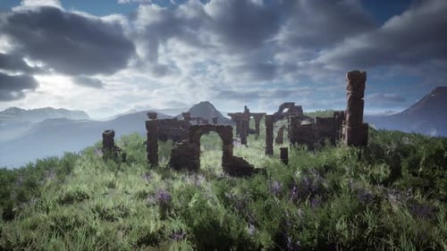 Weathered Castle Remains Perched on High Ground
