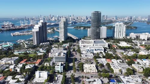 Miami Beach Skyline At Miami Beach In Florida United States.