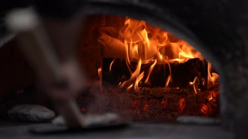 Roaring Fire inside a Brick Oven