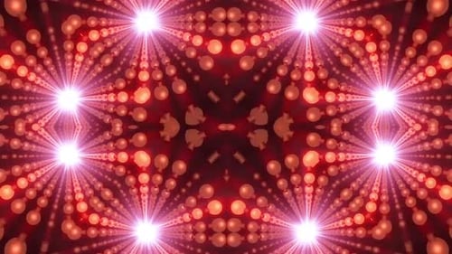 Vibrant red abstract tunnel with glowing lights and motion