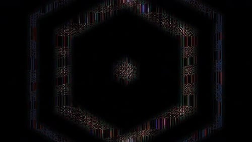 3D animation abstract lines colorful light shining round shape in center, black background