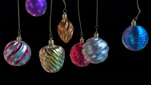 Colorful Christmas Ornaments Drop and Sway Animation