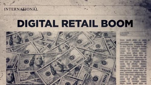 Digital Retail Boom Trendy Newspaper Headline Titles Economy