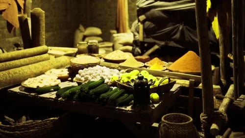 Golden Illumination met en valeur un assortiment d'herbes et de produits frais