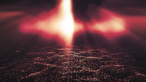 Yellow Glowing Particles And Lights Glowing Loop