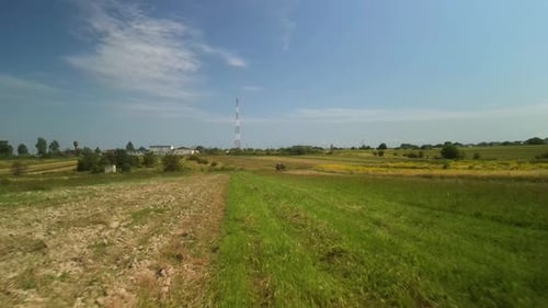 Wheat field aerial view in Ukraine
