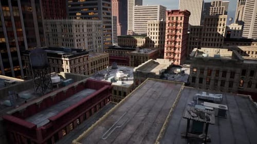 Urban Rooftops Overlook City Buildings and Skyline During the Day