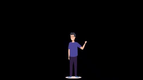 Charakter eines jungen Mannes, der steht und gestikuliert, Alpha-Kanal