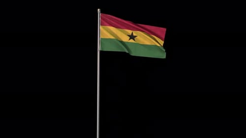 Realistic Ghana National Flag Waving Seamlessly