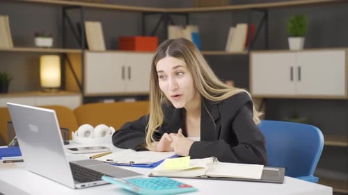 Successful business woman works.