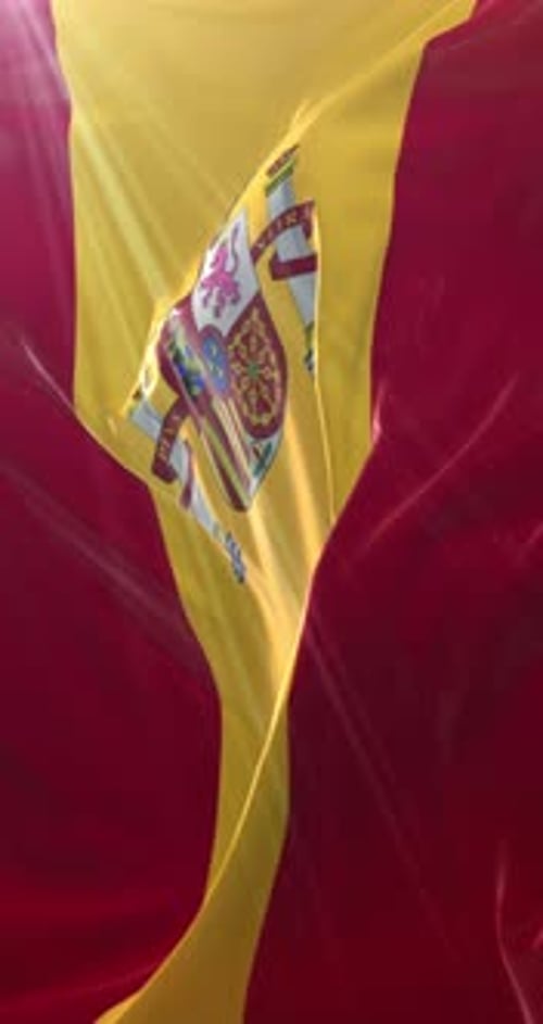 Realistic Vertical Waving Spanish Flag