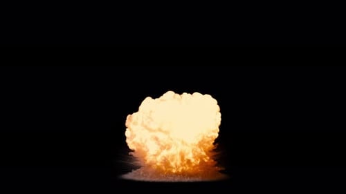 Realistic Fire and Smoke Blast VFX on Black Background
