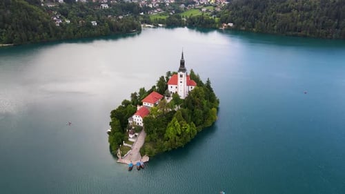Slovenia Lake Bled Aerial Drone 1.mp4