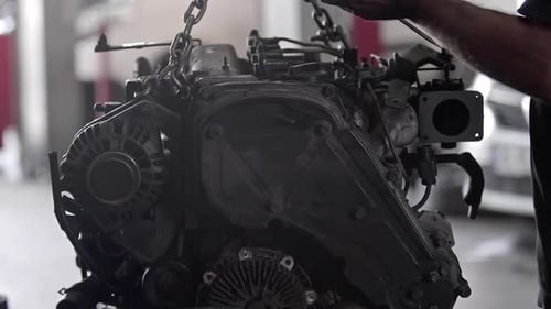 Car Repair With Hand Tools At Car Repair Shop 14