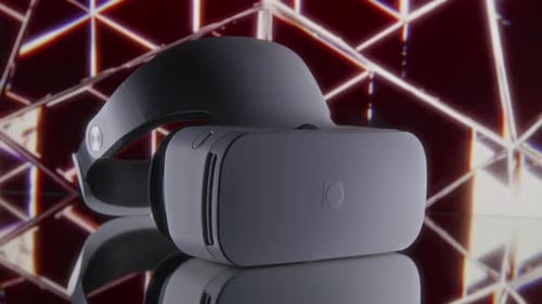 Modernes Virtual-Reality-Headset auf abstraktem Neonhintergrund