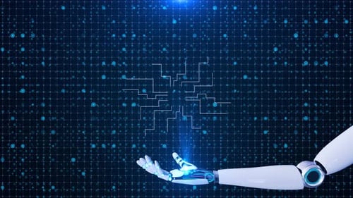 Roboter-Handschutz, digitaler Cyberspace, Cybersicherheit, Digitales Computerschutz-Vorhängeschloss