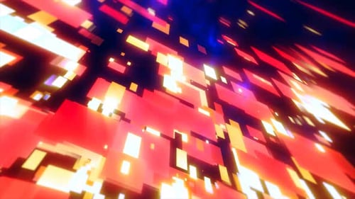 Orange energy squares and rectangles particles hi-tech futuristic abstract background