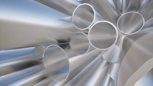 Dynamic Silver Metallic Pipes Tunnel Background