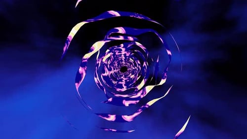 Dark blue cosmic space. Textured curve turning around. Tunnel teleportation. Hypnosis, abstraction