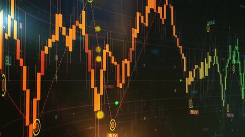 Finanzielles Candlestick-Diagramm mit Börsendaten zum Handel