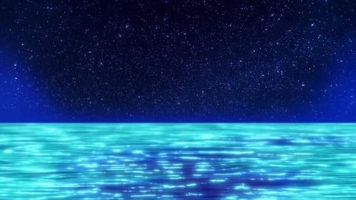 Starry Night Over Ocean Scenery