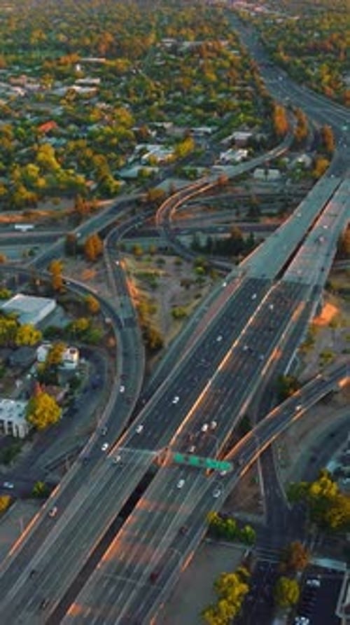 Huge impressive road junction in the city of Sacramento, California, USA