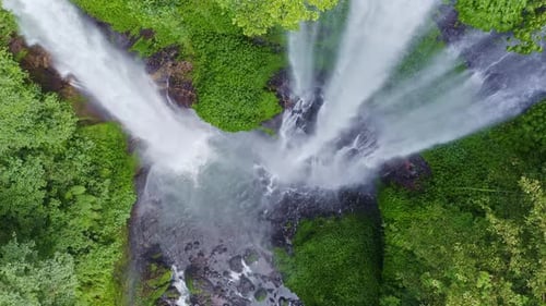 Aerial View of Sekumpul Waterfalls Bali Indonesia