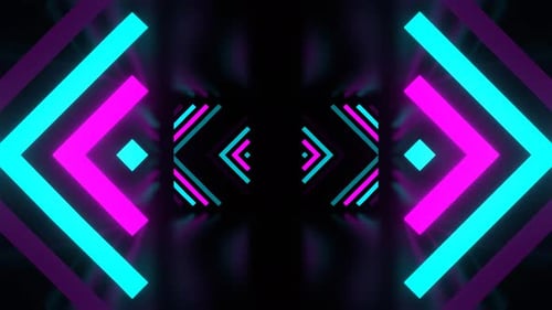 Cyan And Pink Neon Light Elements In Corridor Background Vj Loop In 4K