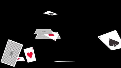 Playing cards flying in the air