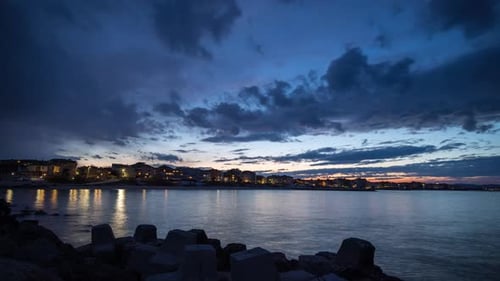 View of the Reflection in the Black Sea Against the Background of the Sky and Sunset