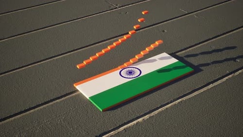 3D Indian Flag with Animated Progress Bars