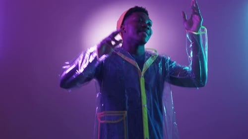 Neon People Cyberpunk Party Man Dancing Purple